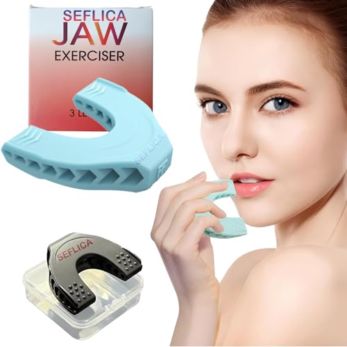 SEFLICA Premium Facial Exerciser - Jawline Exerciser for Men and Women – Tighten, Tone & Strengthen, Target your jawline, chin, lips and cheekbones - Food-grade Silicone (Sky Blue, U Shape) - Image 1