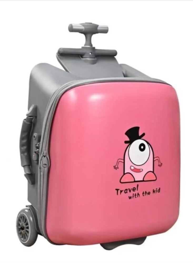  CityRiya-Long حقيبة أطفال للأطفال، حقيبة حمل للأطفال للسفر، أمتعة صلبة قابلة للتوسيع للأولاد والبنات، حقائب كبيرة مقاس 20 بوصة مع حقيبة عربة لمقعد الطفل، حقيبة ركوب للسفر - Image 2