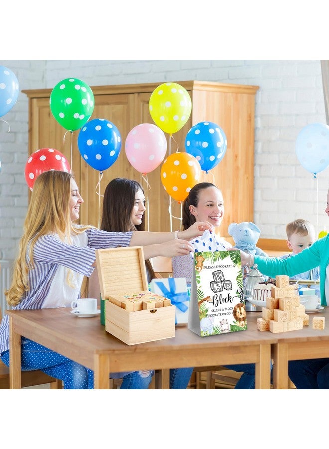 Marsui 136 Pcs Baby Shower Blocks to Decorate Game Kit Includes 98 Wooden Blocks, 36 Markers, 1 Game Sign, 1 Storage Box for Baby Shower Gender Reveal Activity Party Decorations(Animal) - Image 5