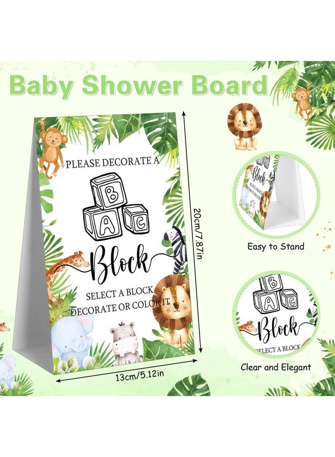 Marsui 136 Pcs Baby Shower Blocks to Decorate Game Kit Includes 98 Wooden Blocks, 36 Markers, 1 Game Sign, 1 Storage Box for Baby Shower Gender Reveal Activity Party Decorations(Animal) - Image 3