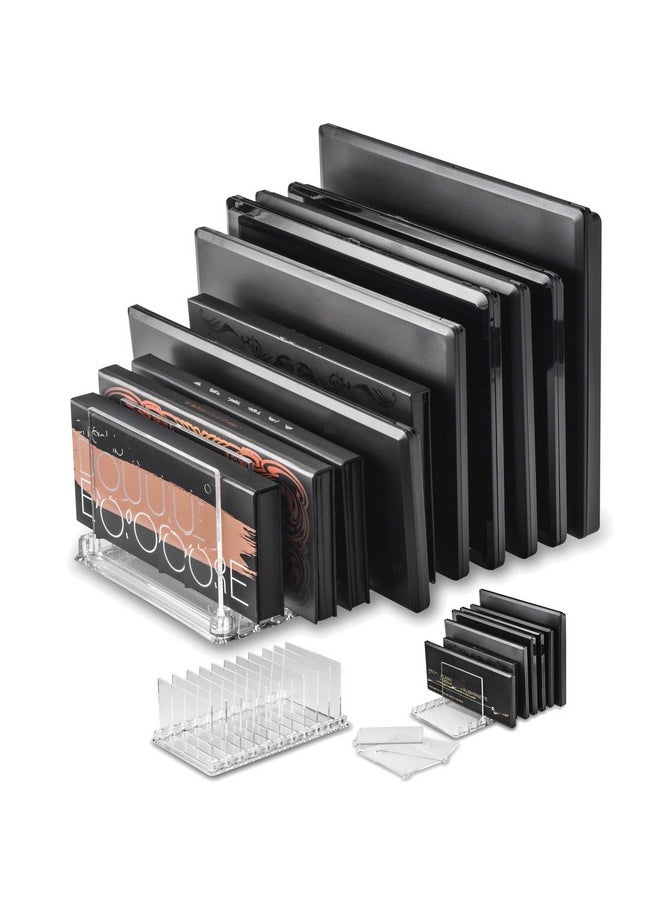 BY ALEGORY - Byalegory Acrylic Makeup Eyeshadow Palette Organizer W/ Removable Dividers ; 10 Space Vanity Desk Storage Fits All Palette Sizes Clear - Image 1