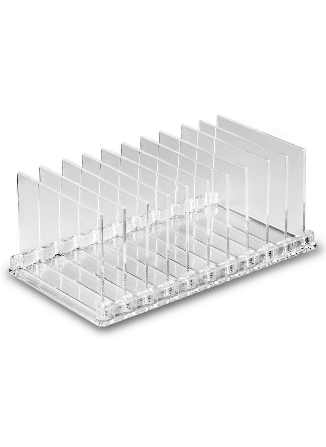 BY ALEGORY - Byalegory Acrylic Makeup Eyeshadow Palette Organizer W/ Removable Dividers ; 10 Space Vanity Desk Storage Fits All Palette Sizes Clear - Image 1