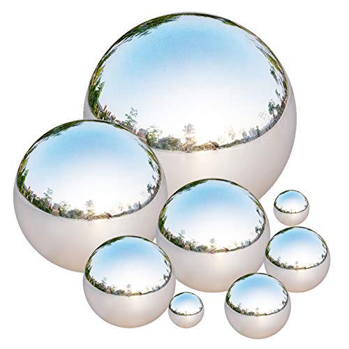 Tiberham Stainless Steel Gazing Ball, 8 Pcs 42-200 mm Mirror Polished Hollow Ball Reflective Garden Sphere, Floating Pond Balls Seamless Gazing Globe for Home Garden Ornament Decorations - Image 1