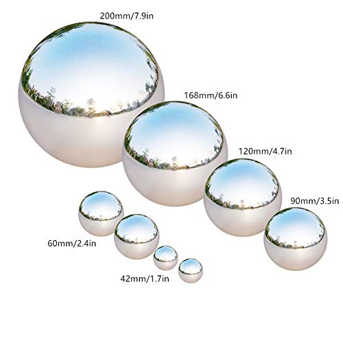 Tiberham Stainless Steel Gazing Ball, 8 Pcs 42-200 mm Mirror Polished Hollow Ball Reflective Garden Sphere, Floating Pond Balls Seamless Gazing Globe for Home Garden Ornament Decorations - Image 2