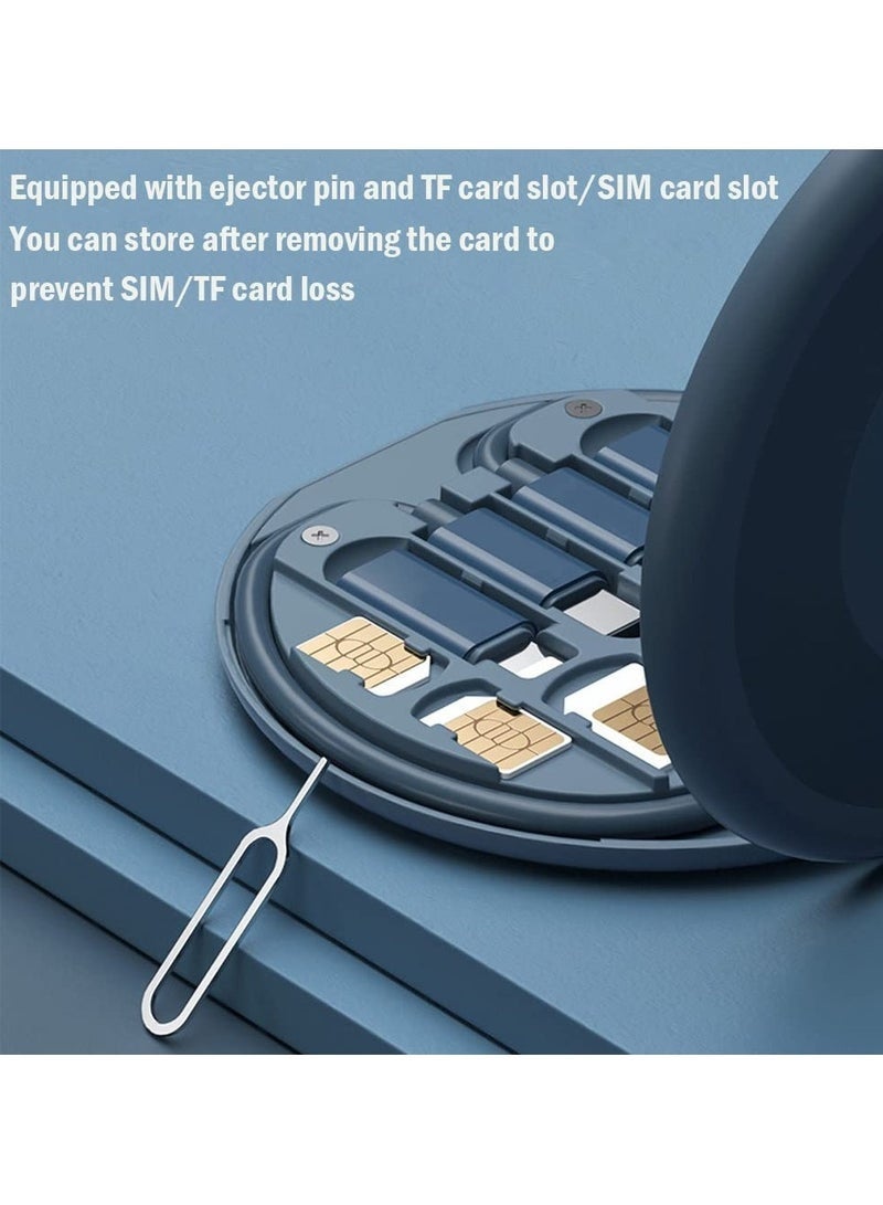 مستقبل نوفا مجموعة كابل محول شحن USB متعدد ، صندوق كابل جهاز USB C إلى iOS ، مجموعة تحويل USB A & Type C إلى جهاز Micro / Type C / iOS للذكور ، نقل البيانات ، تخزين البطاقة ، دبوس إخراج الدرج ، حامل الهاتف (أزرق داكن) - Image 4
