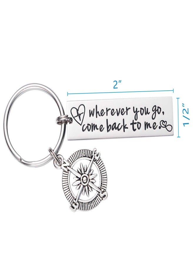 LParkin Wherever You Go Come Back To Me Keychain Long Distance Relationship Graduation College Moving Deploying Stainless Steel Gift for Boyfriend Men Love - Image 2