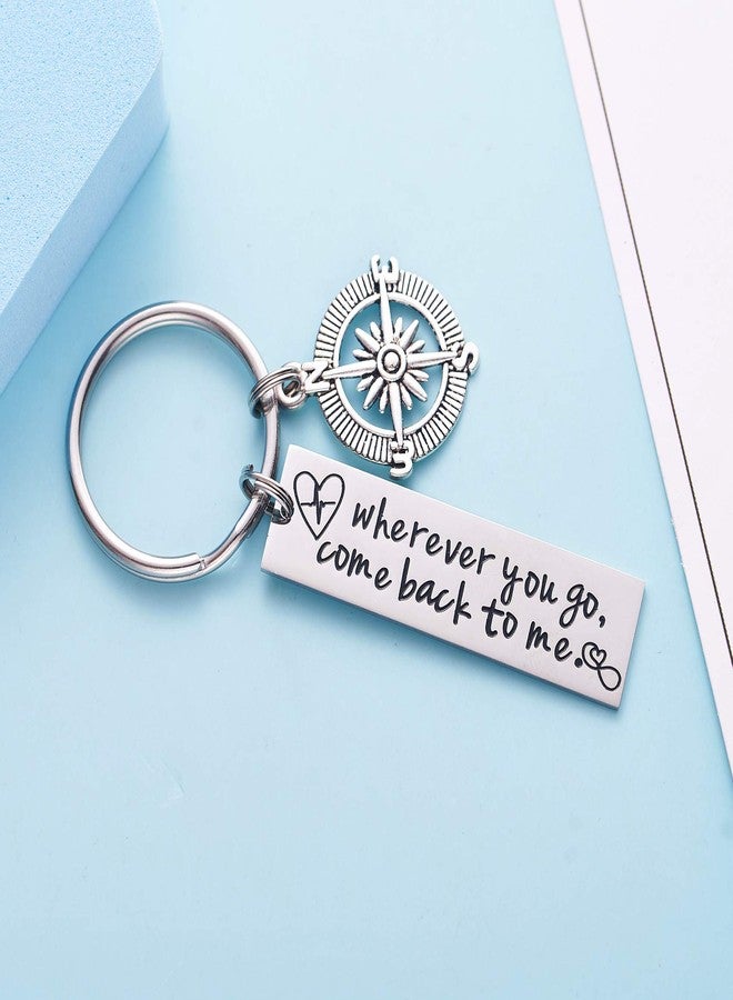 LParkin Wherever You Go Come Back To Me Keychain Long Distance Relationship Graduation College Moving Deploying Stainless Steel Gift for Boyfriend Men Love - Image 5