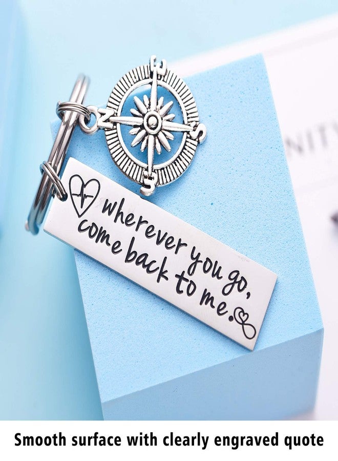 LParkin Wherever You Go Come Back To Me Keychain Long Distance Relationship Graduation College Moving Deploying Stainless Steel Gift for Boyfriend Men Love - Image 4