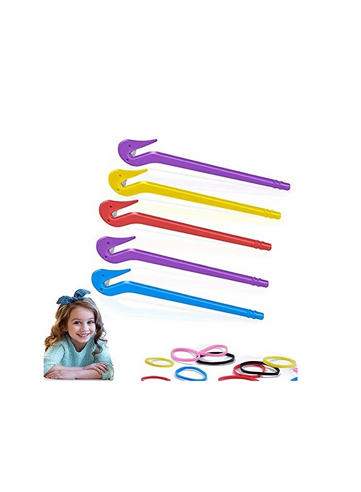 KASTWAVE 5 Pcs Elastic Hair Bands Remover Cutter, Pony Picks for Cutting Pony Rubber Hair Ties, No Pains, No Harm, Premium Ponytail Remover Tools (2Purple, Blue, Red, Yellow) - Image 1