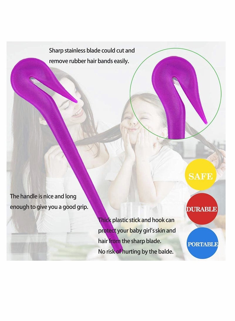 KASTWAVE 5 Pcs Elastic Hair Bands Remover Cutter, Pony Picks for Cutting Pony Rubber Hair Ties, No Pains, No Harm, Premium Ponytail Remover Tools (2Purple, Blue, Red, Yellow) - Image 4