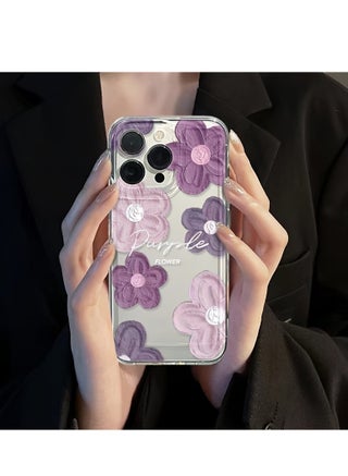 Clear Floral Case for iPhone 16 Pro – Space-Style Transparent Design with Pink Purple Flower Pattern, Shockproof & Stylish - pzsku/Z71BCF0F2E48CD892F88FZ/45/1745575447/5eed9ea0-0e58-41b7-a8ee-6a2508ca93ca