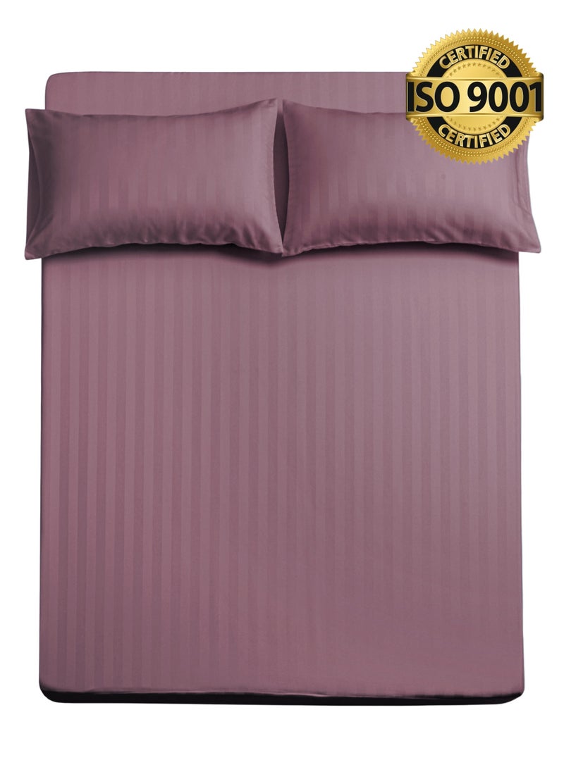 Master Home Textile - Single Microfiber Sheet Set,  Single Size 2 Pieces, Hotel Stripes Design - Image 1