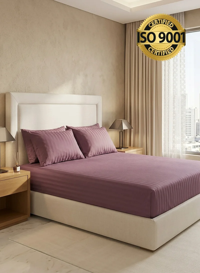 Master Home Textile Single Microfiber Sheet Set,  Single Size 2 Pieces, Hotel Stripes Design