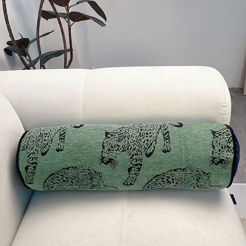 Green Chenille Lumbar Throw Pillow Core for Sofa Bed Living Room Bedroom - Image 2