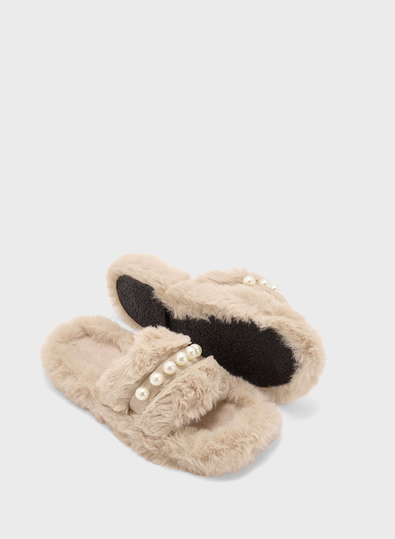 Ginger Bedroom Slipper With Pearl  - Image 3