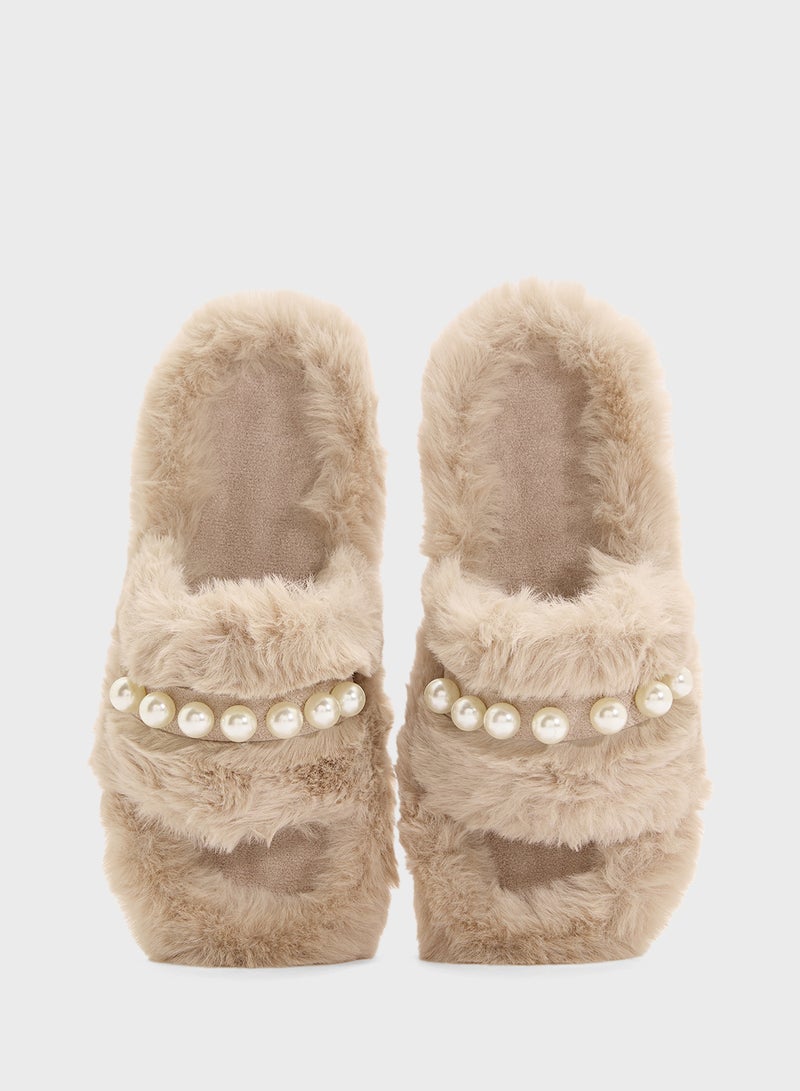 Ginger Bedroom Slipper With Pearl  - Image 4