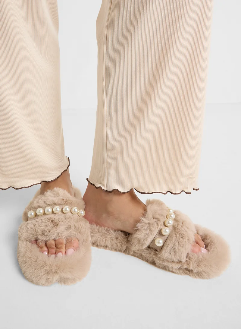Ginger Bedroom Slipper With Pearl