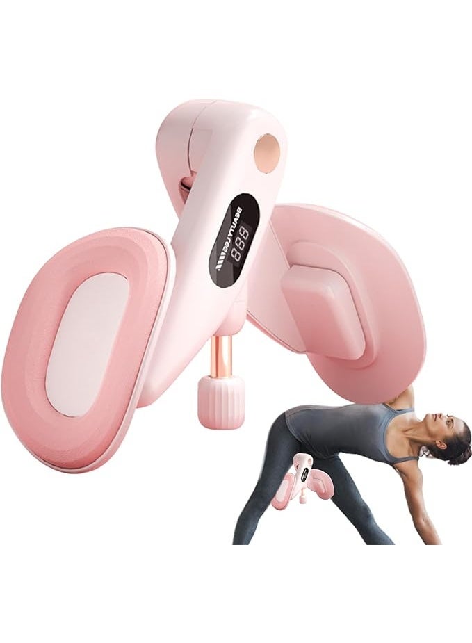 Hip and Thigh Trainer for Beginners with Built-in Counter Pelvic Floor Exerciser Adjustable Resistance Inner Thigh Machine for Hips and Glutes Postpartum Rehabilitation Home Fitness Equipment Pink - Image 1