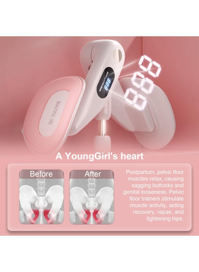 Hip and Thigh Trainer for Beginners with Built-in Counter Pelvic Floor Exerciser Adjustable Resistance Inner Thigh Machine for Hips and Glutes Postpartum Rehabilitation Home Fitness Equipment Pink - Image 5