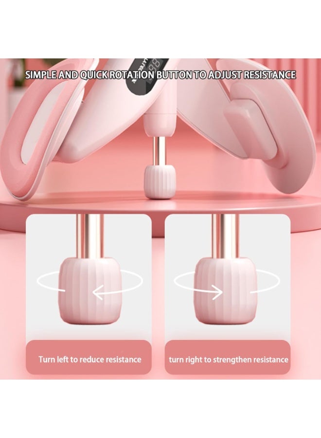 Hip and Thigh Trainer for Beginners with Built-in Counter Pelvic Floor Exerciser Adjustable Resistance Inner Thigh Machine for Hips and Glutes Postpartum Rehabilitation Home Fitness Equipment Pink - Image 3