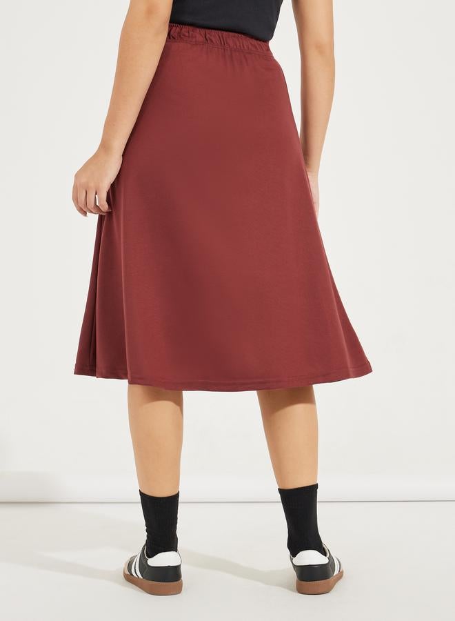 Styli Basic Knit Midi Skirt with Drawstring  - Image 4