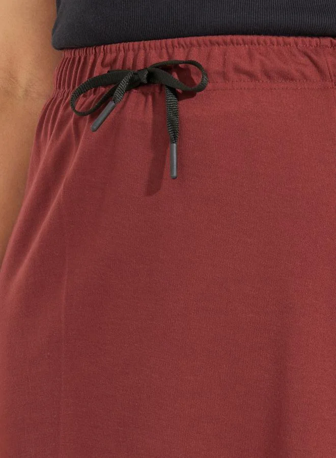 Styli Basic Knit Midi Skirt with Drawstring