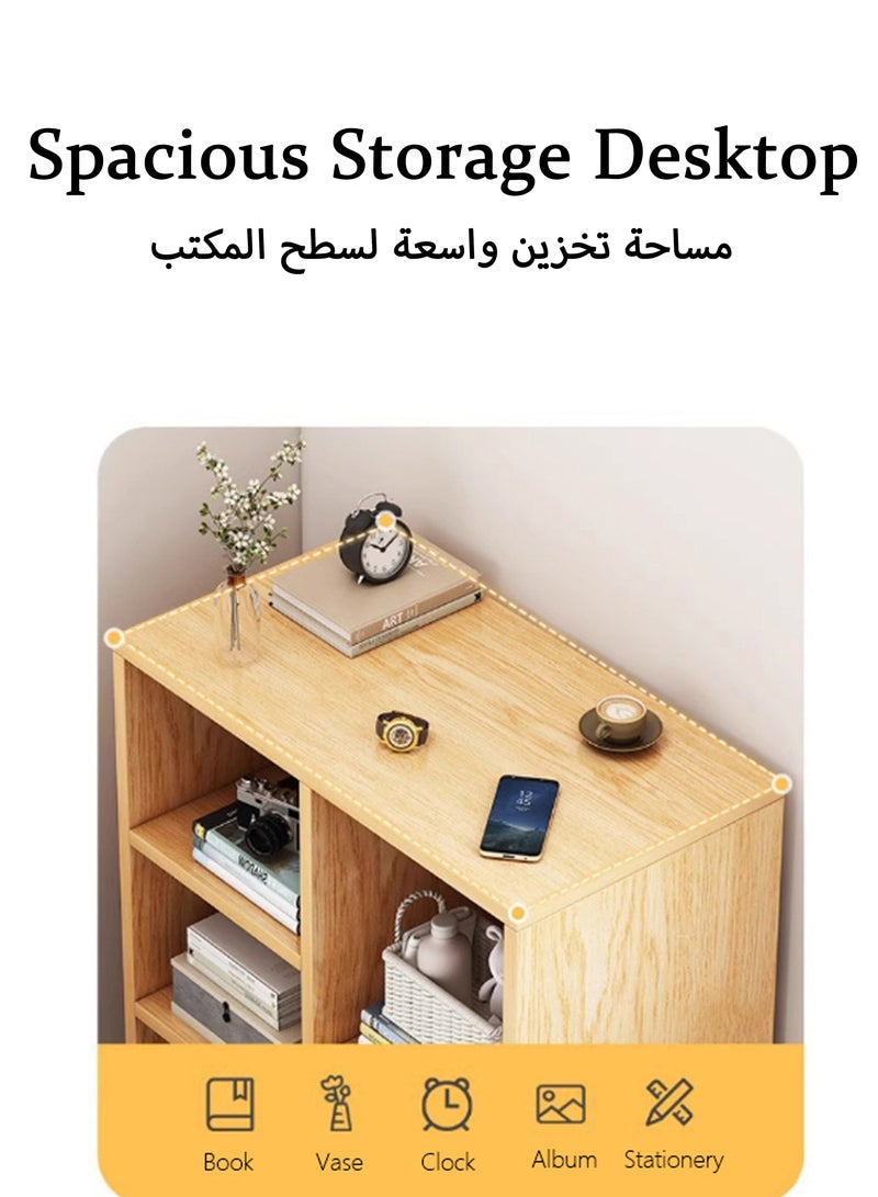 جورفنت طاولة سرير جانبية متحركة بعجلات | خزانة جانبية متحركة، عربة زاوية قهوة بعجلات قابلة للقفل ورفوف مفتوحة بثلاث طبقات لغرفة النوم/المكتب - Image 3