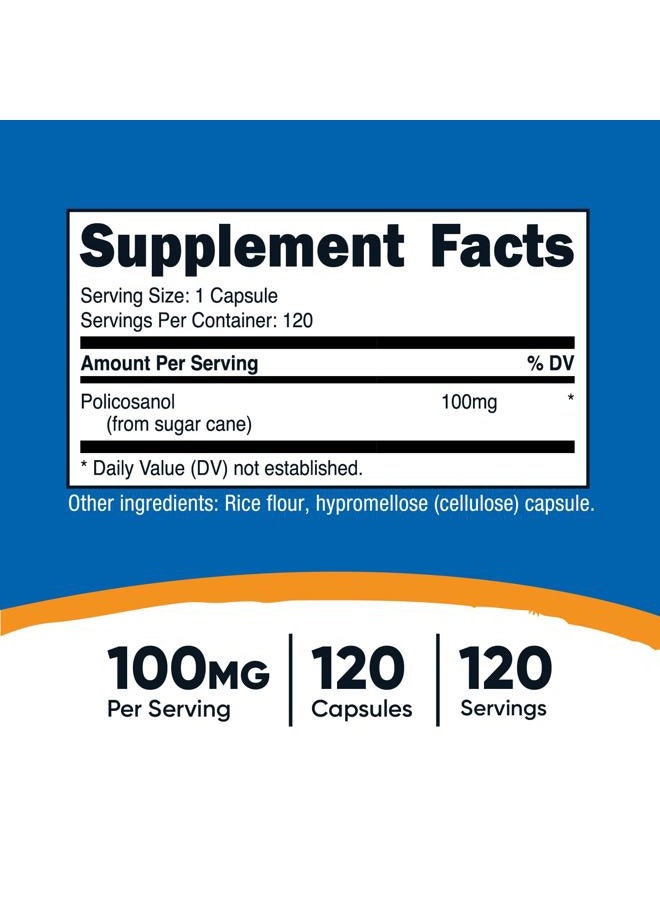 Nutricost Policosanol 100mg, 120 Capsules - Gluten Free, Non-GMO, and Vegetarian Friendly - Image 2