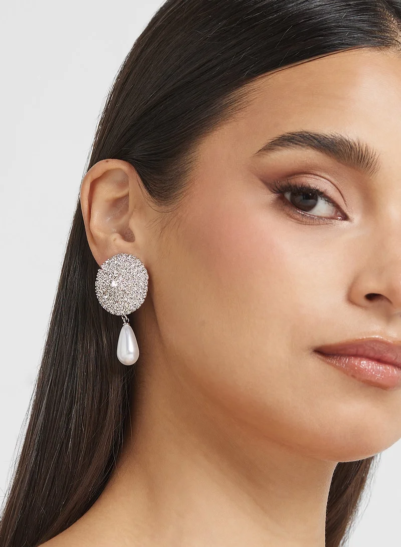 Diamante Pearl Drop Earrings