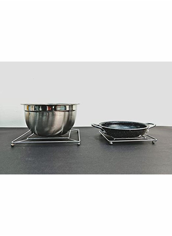 AKDC - Hot Pot Holder Hot Dish Stand Plated Stainless Steel Trivet Hot Pan Mat Trivets Heat Resistant Round Pads Holders Hot Dishes TableTeapot Kitchen (Square 14 CM) - Image 1
