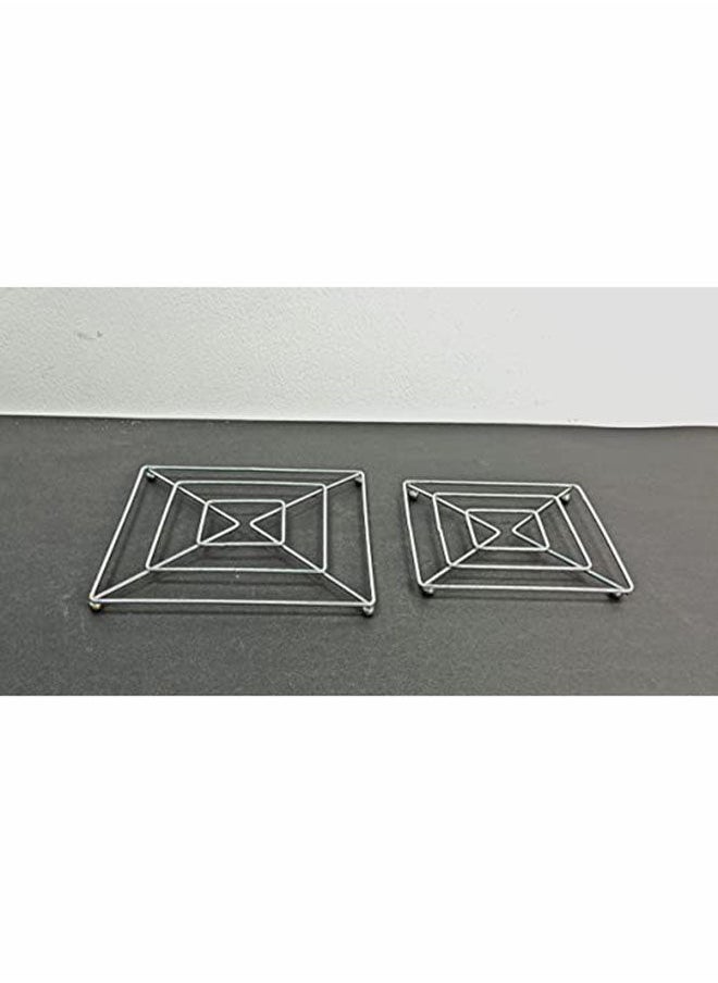 AKDC - Hot Pot Holder Hot Dish Stand Plated Stainless Steel Trivet Hot Pan Mat Trivets Heat Resistant Round Pads Holders Hot Dishes TableTeapot Kitchen (Square 14 CM) - Image 1