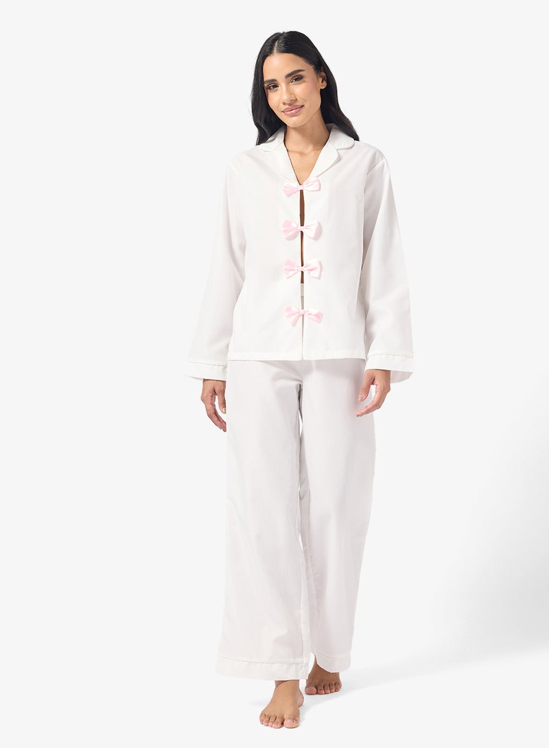 Ginger Resort Bow Detail Shirt & Pyjama Set - Image 5