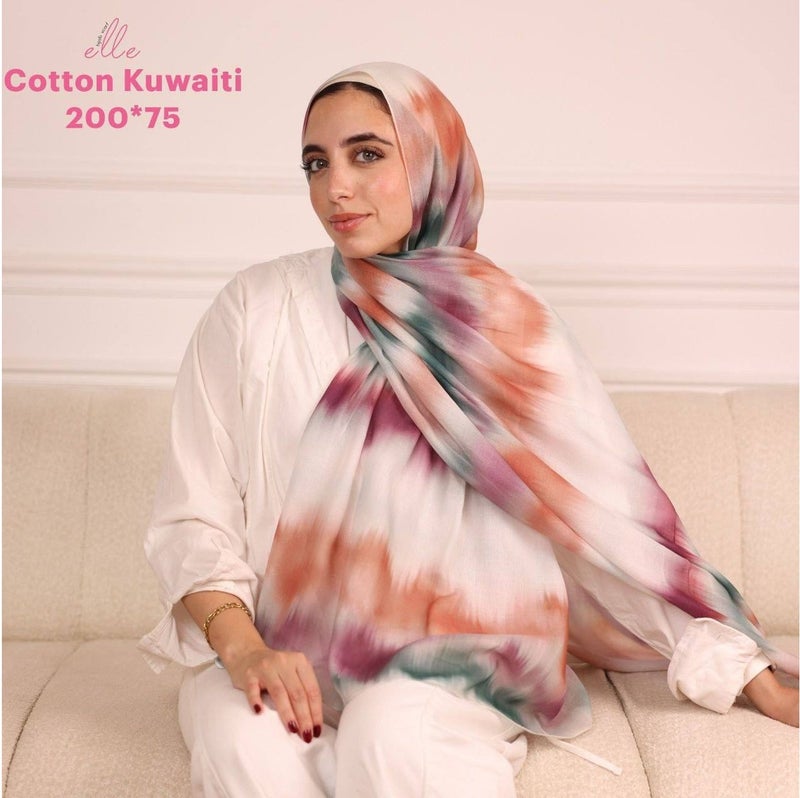 طرحة وشاح حجاب إسلامي قطن كويتي فاخر للنساء – تصميم أنيق للمناسبات والاستخدام اليومي – مقاس 200 × 75 سم