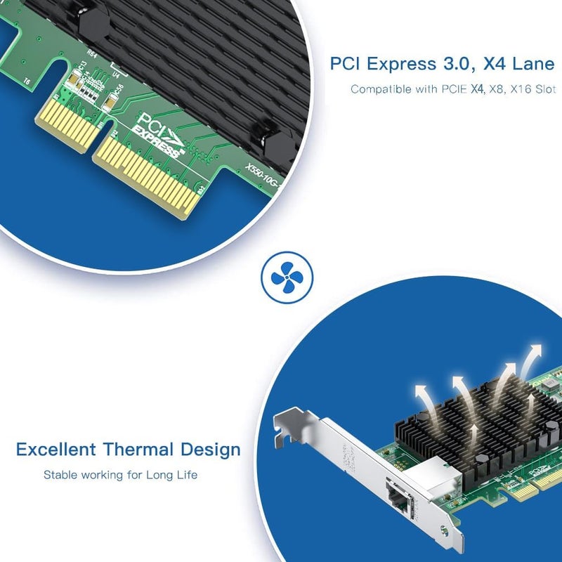 HYFIBER H!Fiber 10Gb RJ45 PCI-E Network Card NIC, Compare to Intel X550-T1, with Intel X550-AT Chip, Single RJ45 Port, PCI Express 3.0 X4, Ethernet Converged Network Adapter Support Windows/Linux/VMware Esxi - Image 4