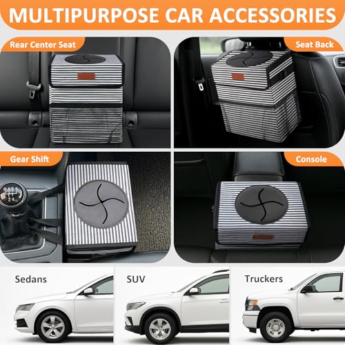 Vankor Car Trash Can for Car Cute, Bag Bin Hanging Waterproof Automotive Garbage Cans Leak Proof Vehicle Trash Can Stripe - Image 5