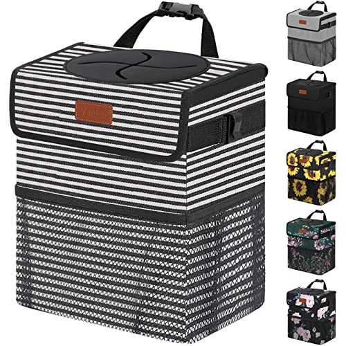 Vankor Car Trash Can for Car Cute, Bag Bin Hanging Waterproof Automotive Garbage Cans Leak Proof Vehicle Trash Can Stripe - Image 1