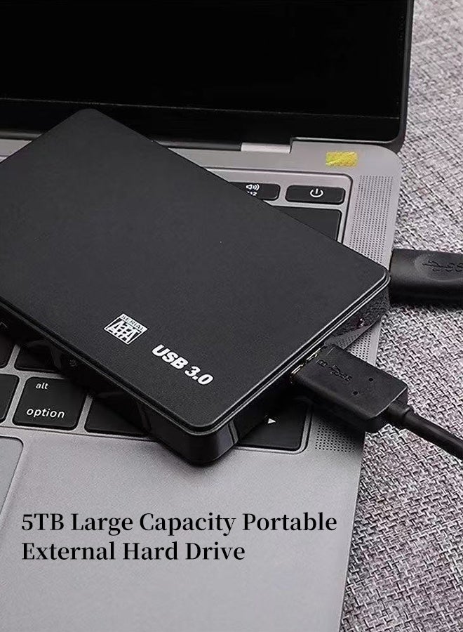 قرص صلب خارجي محمول بسعة 5 تيرابايت، USB 3.0 عالي السرعة، SATA، نقل بيانات فائق السرعة، توصيل وتشغيل فوري، متوافق مع Windows وMac OS وLinux، تصميم أسود نحيف لأجهزة الكمبيوتر واللابتوب والمكتبي - Image 5