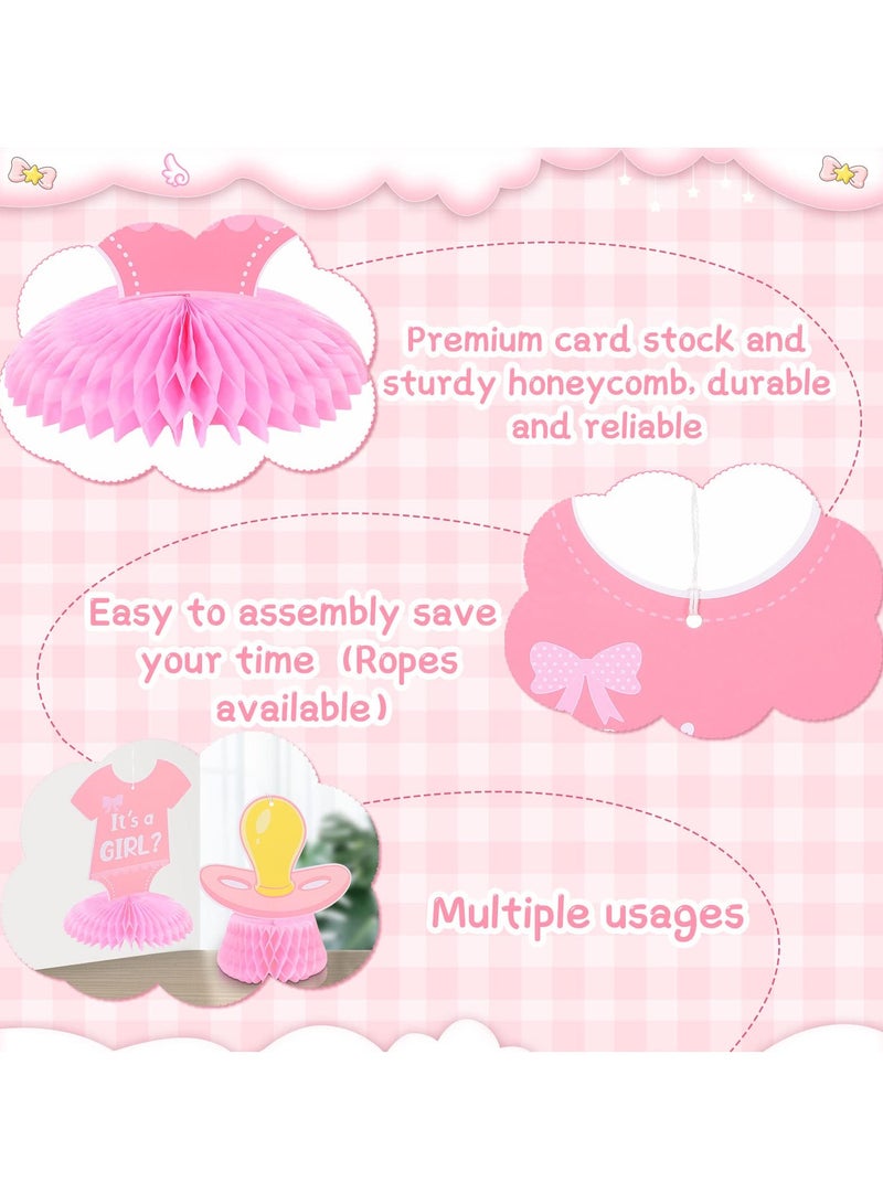 Excefore Honeycomb Table Centerpieces 3D Gender Reveal Hanging Decoration, 12 Pcs Baby Newborn Gender Reveal Party Supplies, He or She Boy or Girl Baby Shower Pregnancy Announcements Decor - Image 4