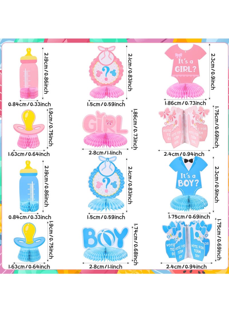 Excefore Honeycomb Table Centerpieces 3D Gender Reveal Hanging Decoration, 12 Pcs Baby Newborn Gender Reveal Party Supplies, He or She Boy or Girl Baby Shower Pregnancy Announcements Decor - Image 2
