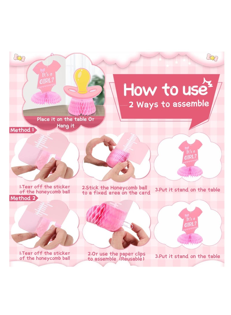 Excefore Honeycomb Table Centerpieces 3D Gender Reveal Hanging Decoration, 12 Pcs Baby Newborn Gender Reveal Party Supplies, He or She Boy or Girl Baby Shower Pregnancy Announcements Decor - Image 3