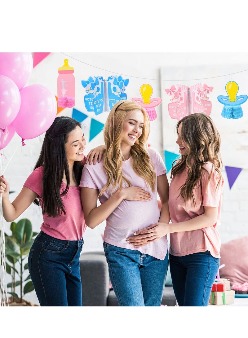 Excefore Honeycomb Table Centerpieces 3D Gender Reveal Hanging Decoration, 12 Pcs Baby Newborn Gender Reveal Party Supplies, He or She Boy or Girl Baby Shower Pregnancy Announcements Decor - Image 5