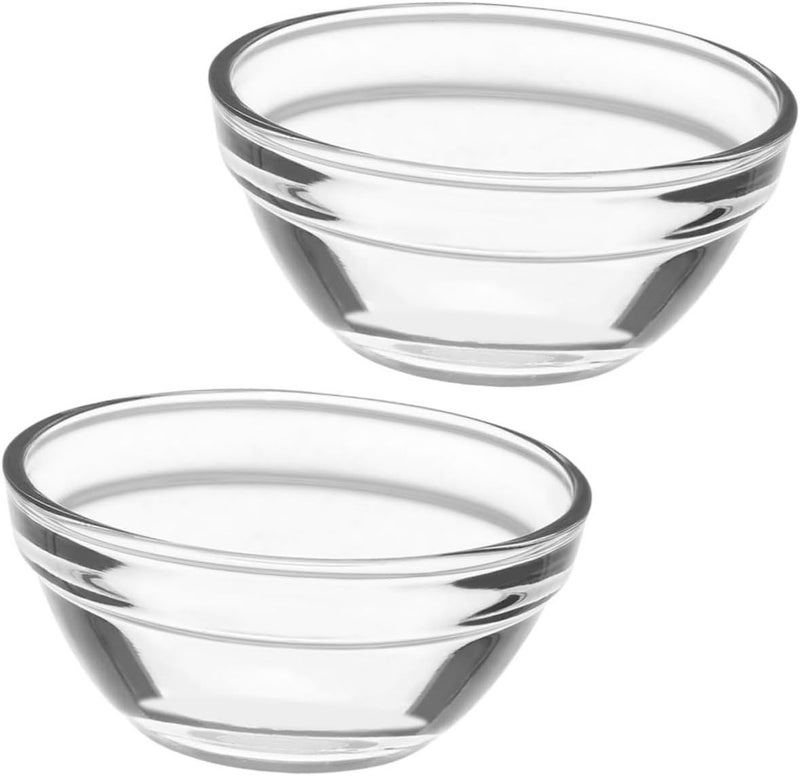 Glass Custard Bowls 2 Pack 6X6X3CM for Ice Cream Salad Fruits Snacks Dessert - Image 1