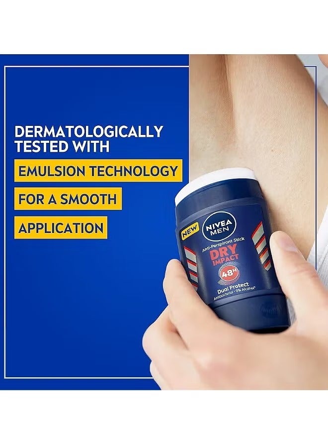 Nivea Dry Impact deodorant stick for men, pack of 2 x 50 ml - lasts 48 hours (pack of 2) - Image 4