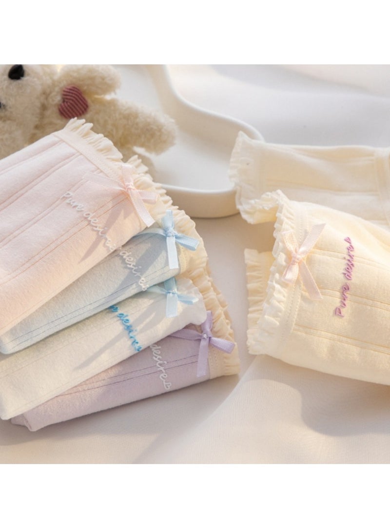 مجموعة من 5 ملابس داخلية قطنية أنيقة بخصر متوسط، ملابس داخلية مريحة وجيدة التهوية للفتيات - Image 2