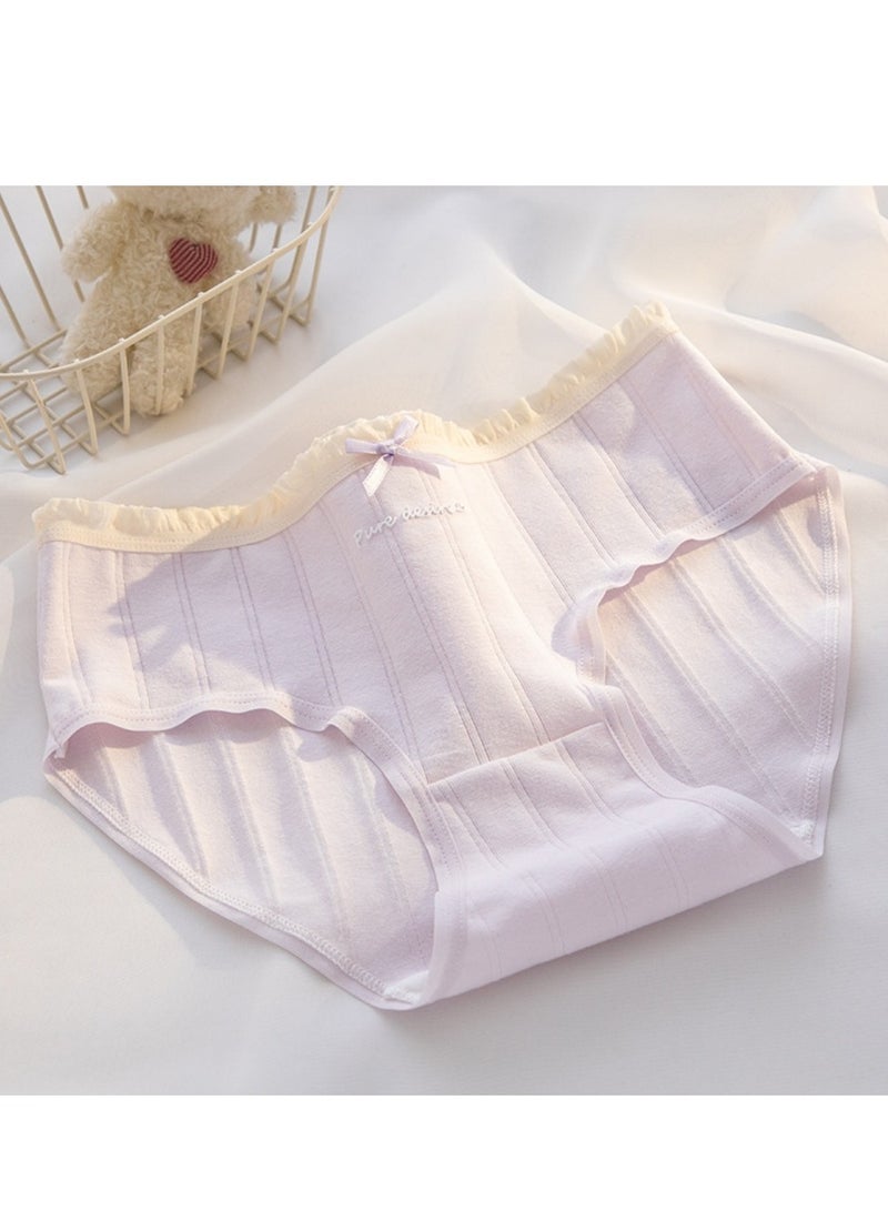 مجموعة من 5 ملابس داخلية قطنية أنيقة بخصر متوسط، ملابس داخلية مريحة وجيدة التهوية للفتيات - Image 5