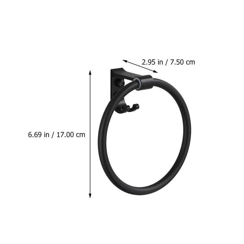 Black Aluminum Towel Ring Waterproof Wall Mount Hand Towel Holder For Bathroom - Image 3