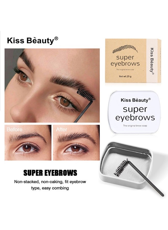 Kiss Beauty - Super Eyebrows,3D Brows Styling Soap, Transparent Long-lasting Waterproof Eyebrow Shaping Gel Eyebrow Styling Pomade with Eyebrow Brushes for Natural Eyebrows 25g - Image 1