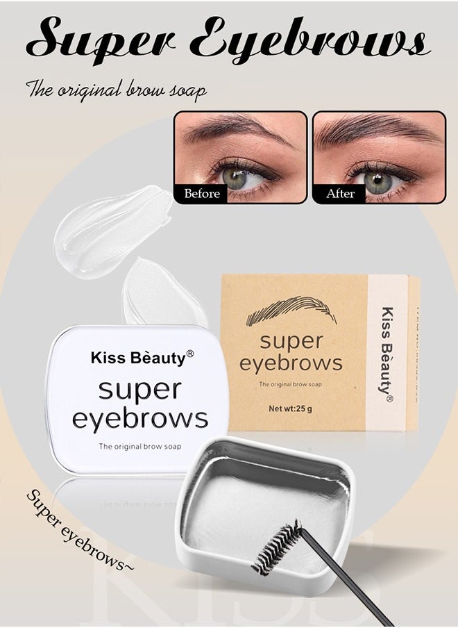 Kiss Beauty - Super Eyebrows,3D Brows Styling Soap, Transparent Long-lasting Waterproof Eyebrow Shaping Gel Eyebrow Styling Pomade with Eyebrow Brushes for Natural Eyebrows 25g - Image 1