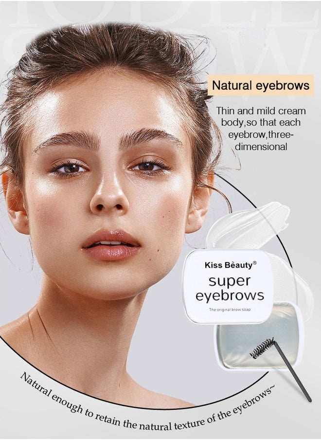 Kiss Beauty - Super Eyebrows,3D Brows Styling Soap, Transparent Long-lasting Waterproof Eyebrow Shaping Gel Eyebrow Styling Pomade with Eyebrow Brushes for Natural Eyebrows 25g - Image 1