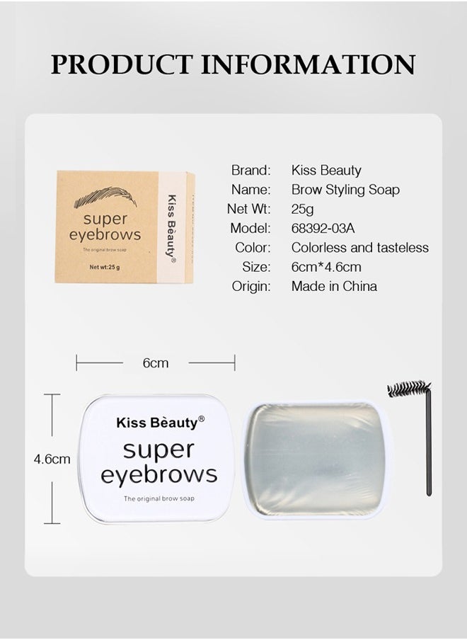 Kiss Beauty - Super Eyebrows,3D Brows Styling Soap, Transparent Long-lasting Waterproof Eyebrow Shaping Gel Eyebrow Styling Pomade with Eyebrow Brushes for Natural Eyebrows 25g - Image 1